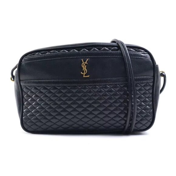 Auth SAINT LAURENT Crossbody Shoulder Bag Black Leather - Picture 1 of 16